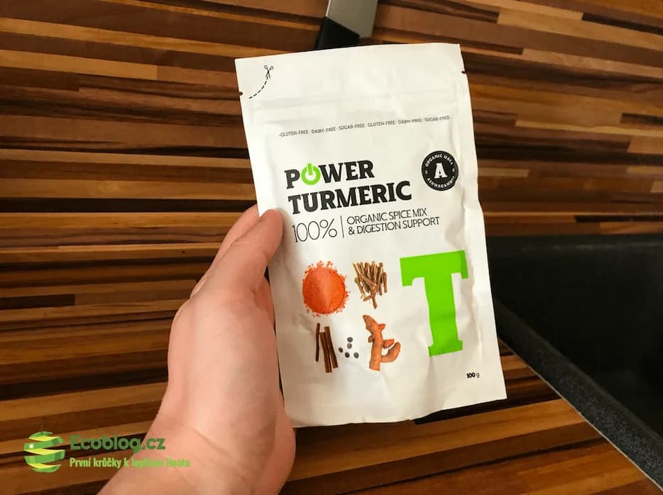 Balení Powerlogy Power Turmeric, BIO směs kurkumy s pepřem a kokosem