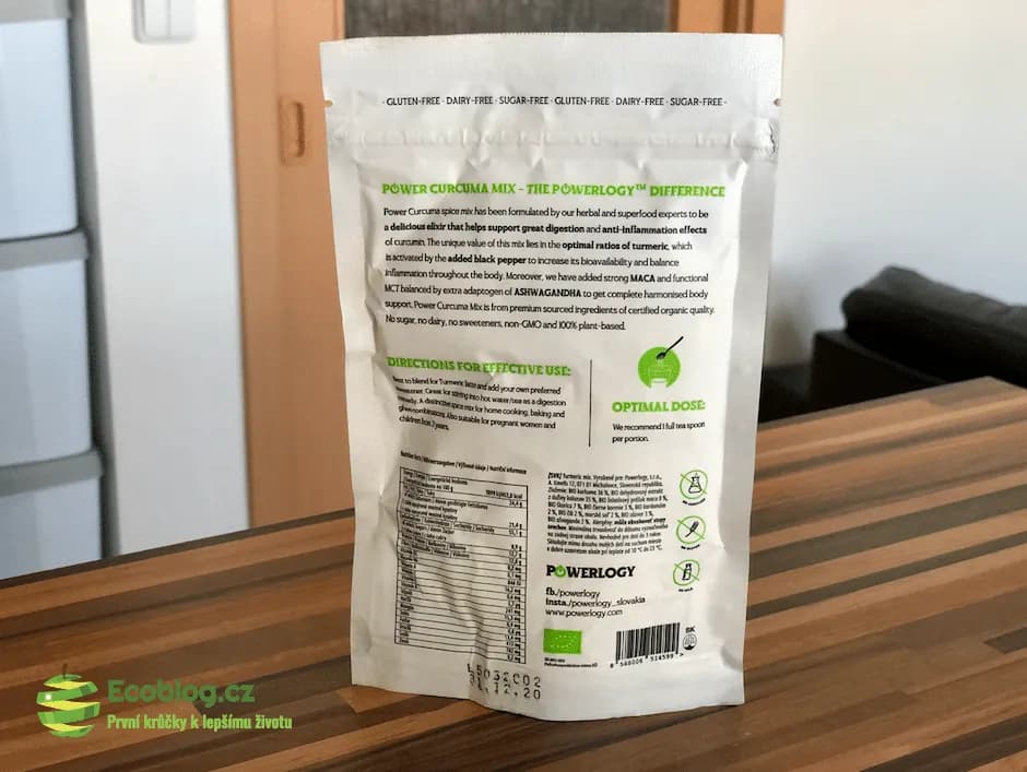 Složení Powerlogy Power Turmeric s kurkumou, kokosem a kořením