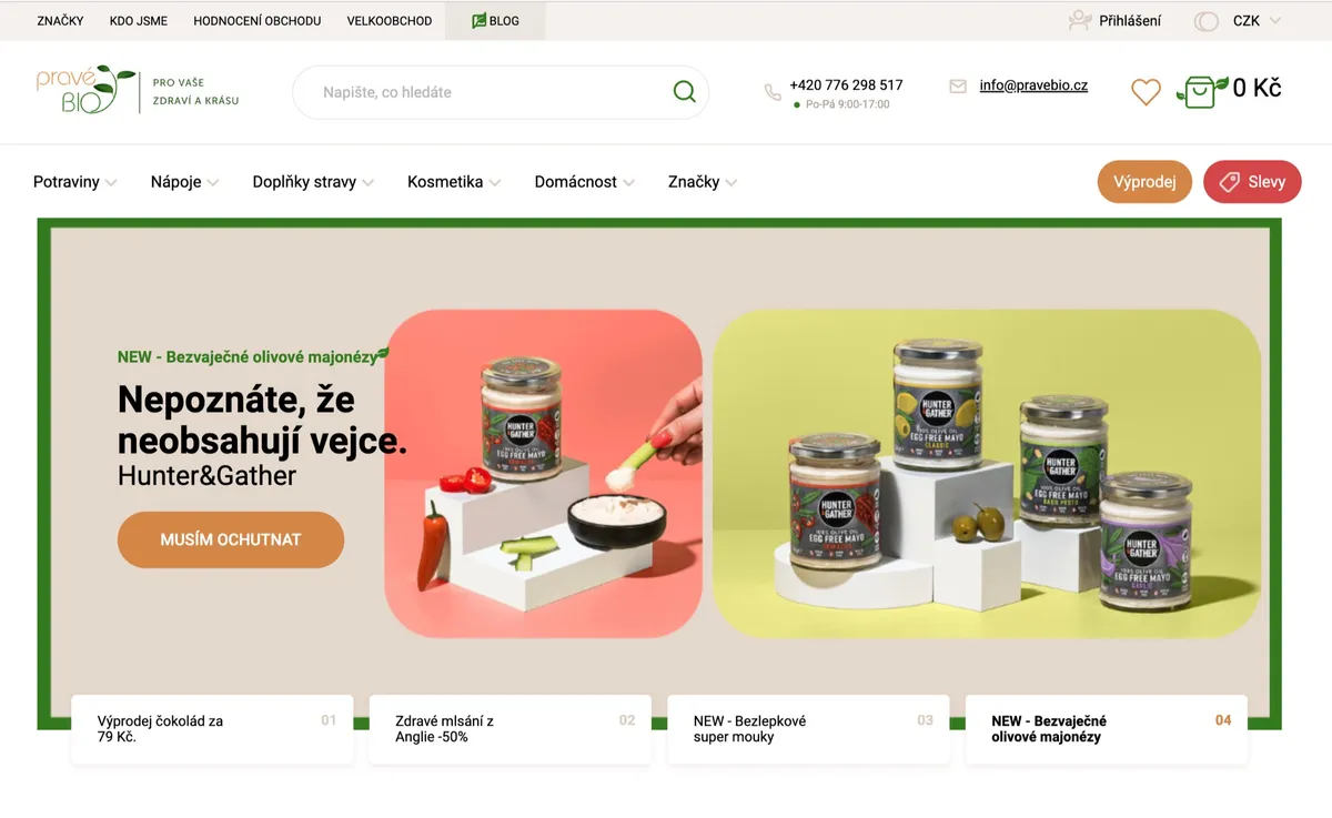 Krabice s testovanými produkty z e-shopu Pravé BIO po doručení