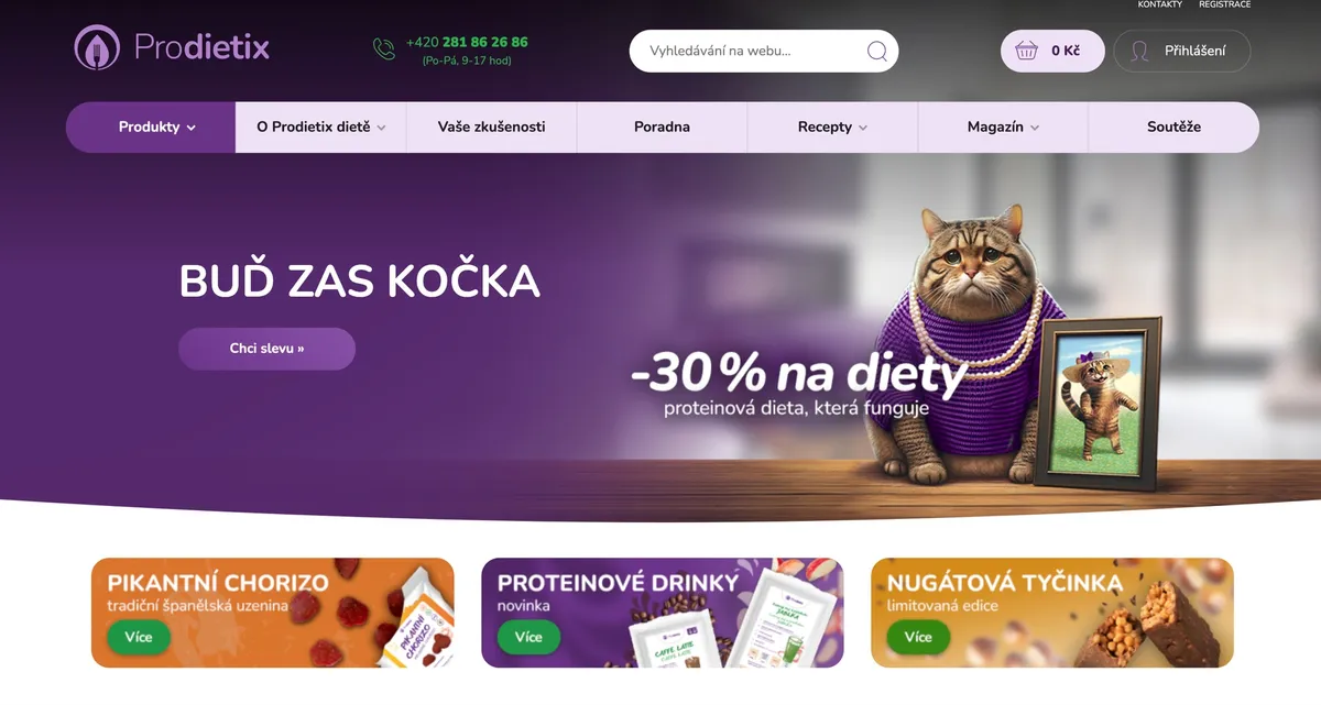 Balení proteinových jídel Prodietix připravená k testu doma