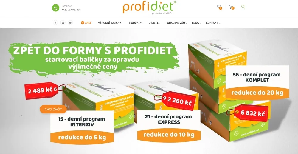 Proteinová jídla Profidiet připravená k dietě