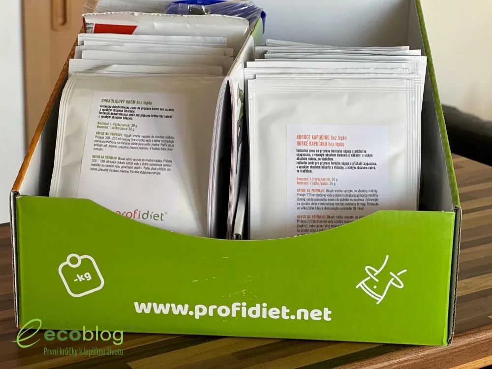 Doručený balíček Profidiet po rozbalení s obsahem na 15 dní