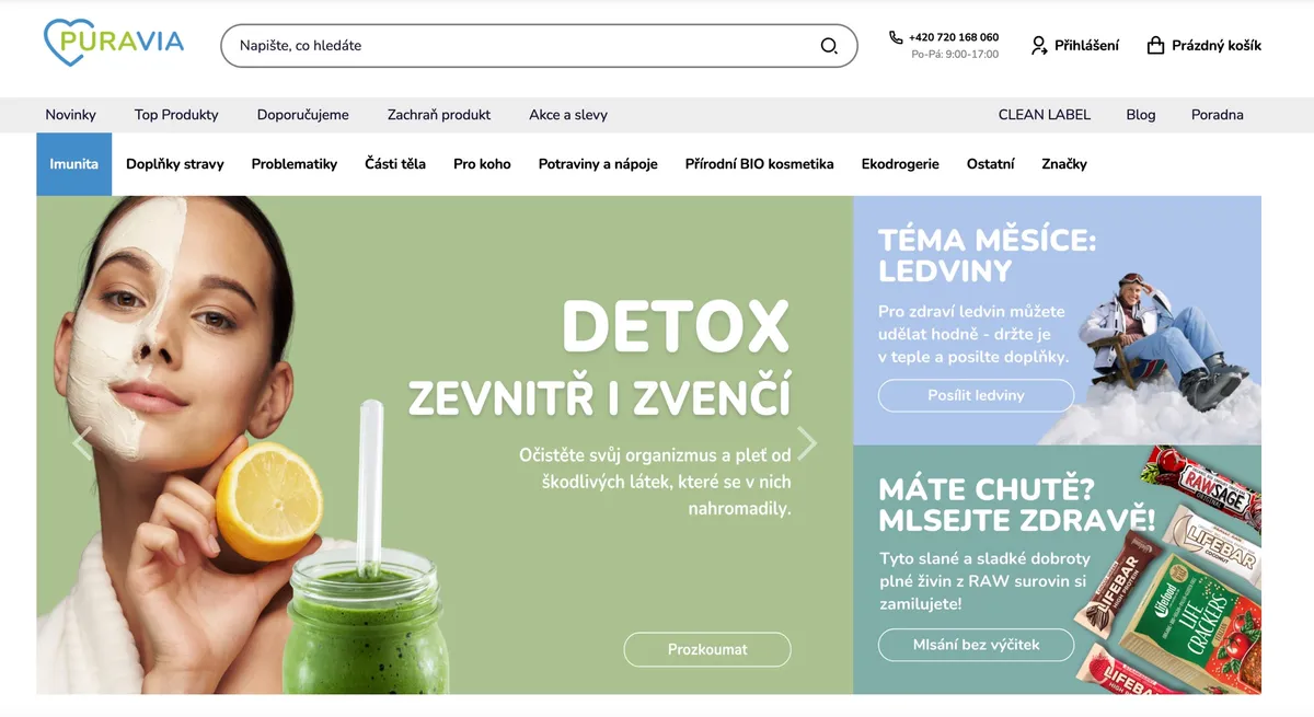 Doplňky stravy z e-shopu Puravia, hořčík na spánek a liposomální D3+K2, na stole