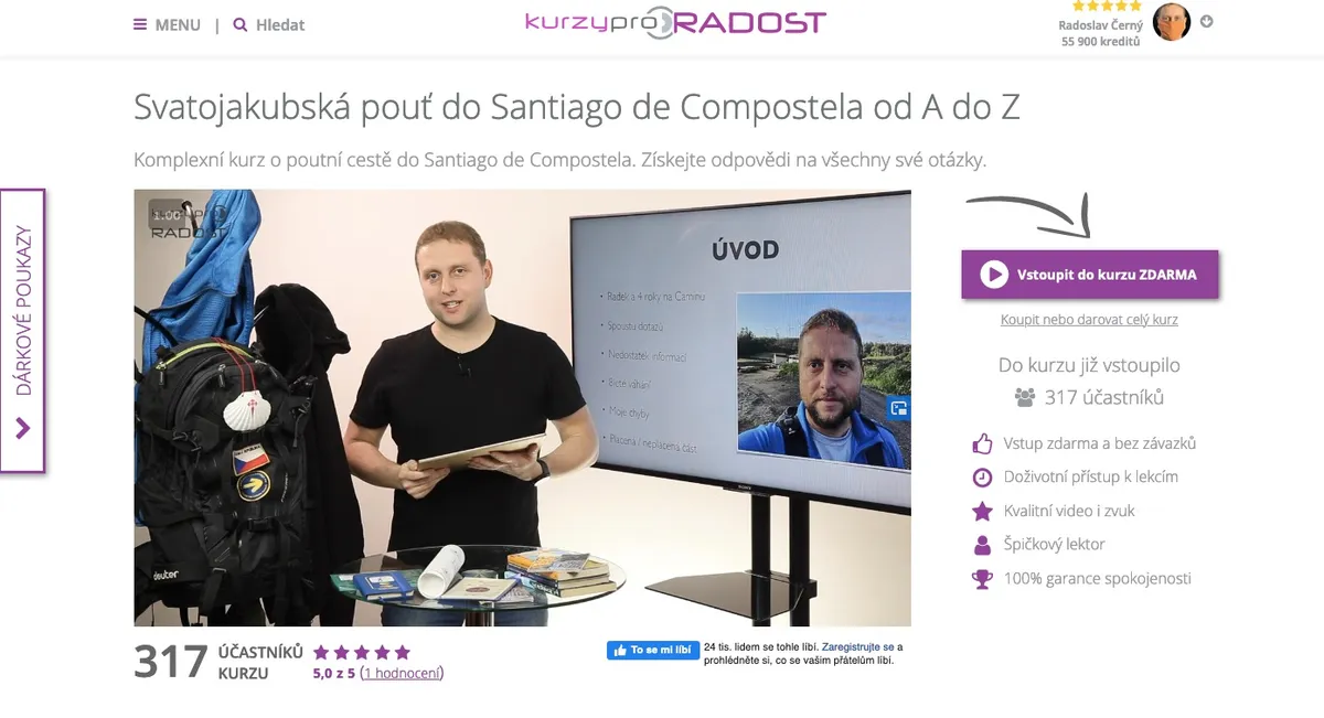 Svatojakubská cesta online kurz, ukázka z videolekcí