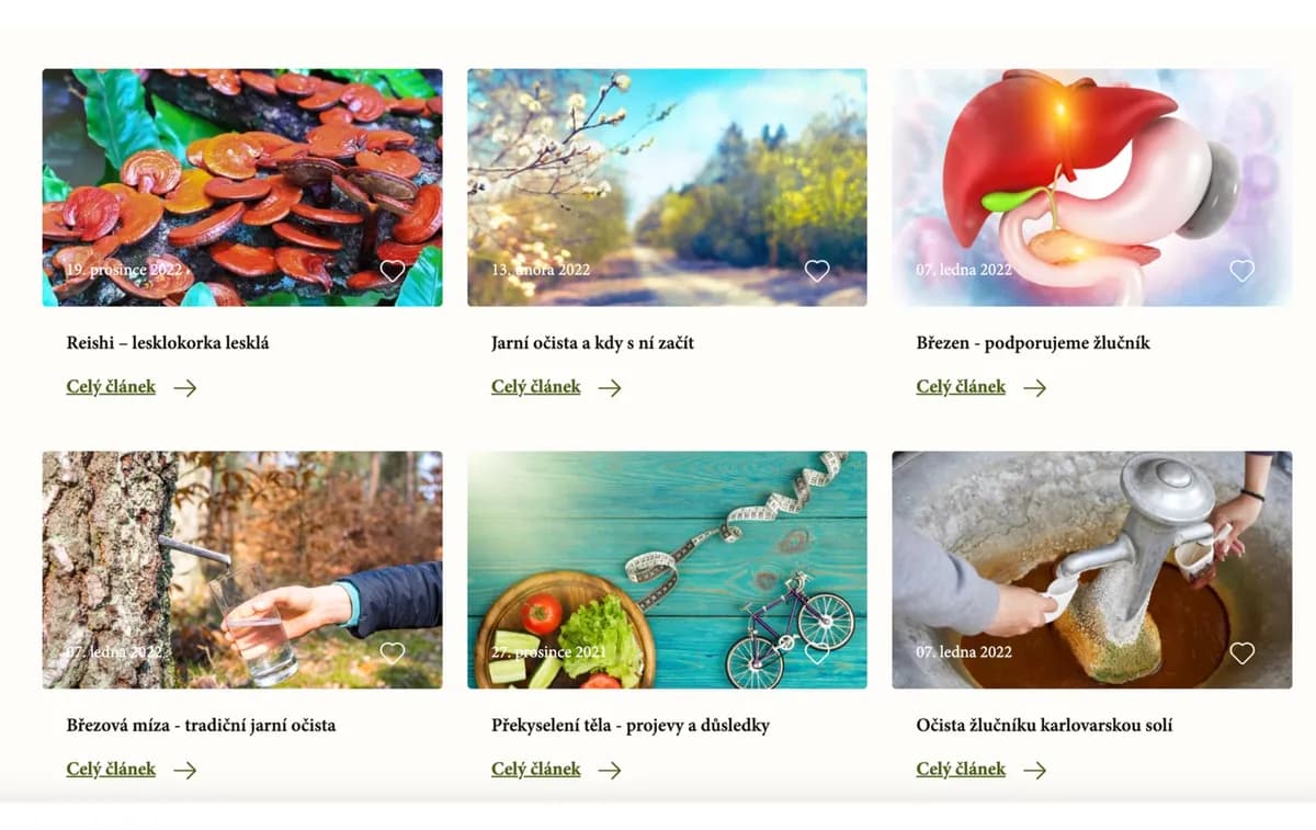 Hlavní strana e-shopu Serafin Byliny s nabídkou přírodních produktů