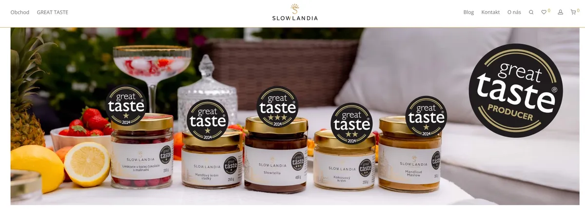 Produkty Slowlandia rozložené před začátkem testu