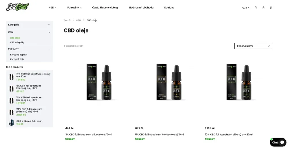 Nabídka CBD olejů na e-shopu StillChill