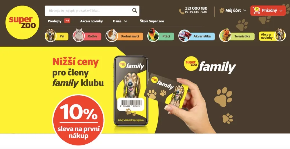 Věrnostní program Family od Super zoo s přehledem výhod