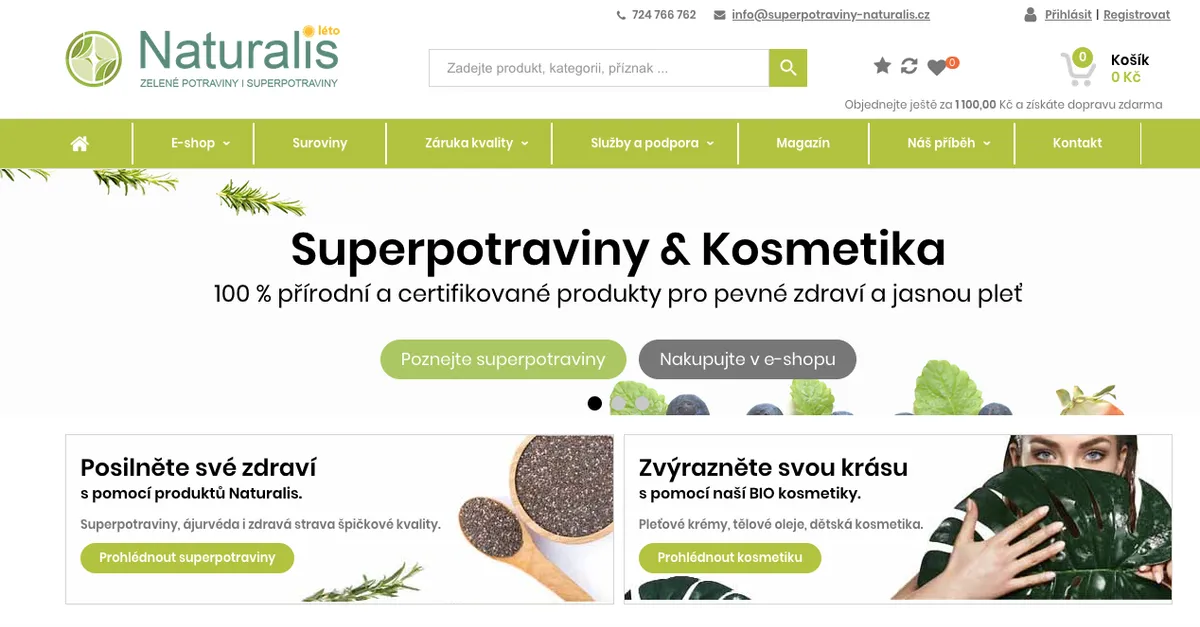 E-shop Superpotraviny Naturalis a otestované produkty při recenzi