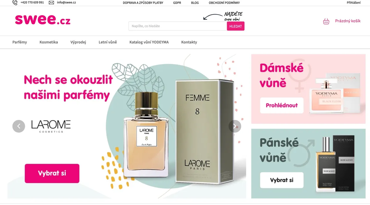 Swee LAROME Paris parfémy připravené k testu, dámské i pánské vůně