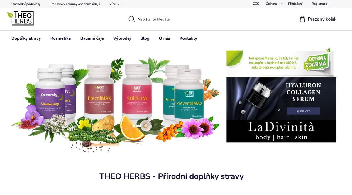 Balení Theo Herbs Dreamly, doplněk stravy na usínání a klidný spánek
