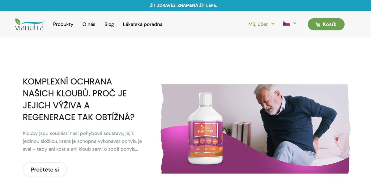 Detail složení kloubní výživy Vianutra Flex Care