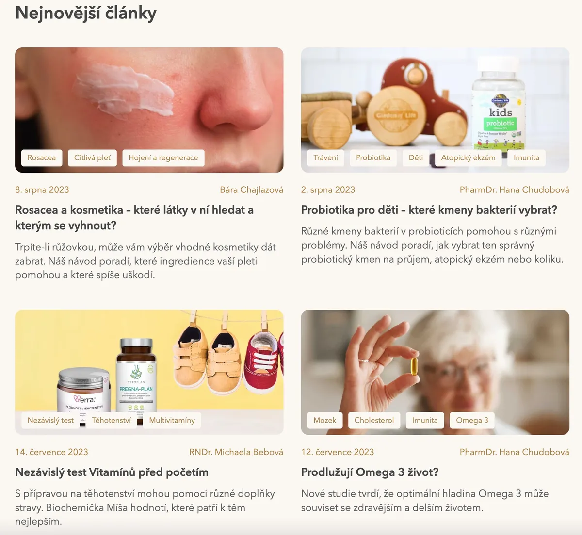 Hlavní stránka internetové lékárny Vitalpoint s přehledem kategorií