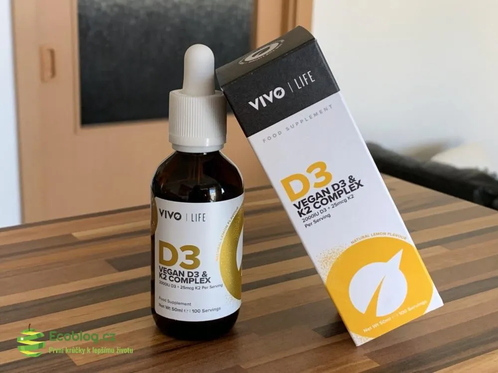 Detail balení veganských vitaminů Vitalvibe Vegan D3 + K2