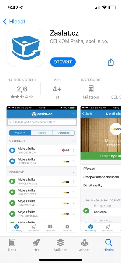 Zaslat.cz: Mobilní aplikace Zaslat.cz
