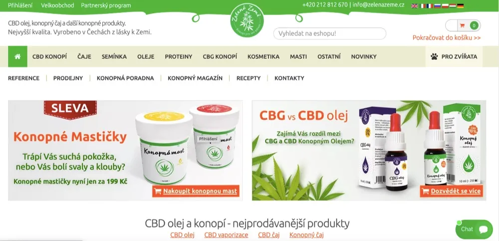 10% CBD olej Zelená země a BIO konopná směs připravené k testu