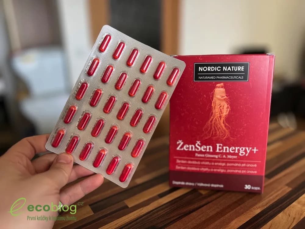 Tablety Ženšen Energy+ připravené k užití, jedna denní dávka
