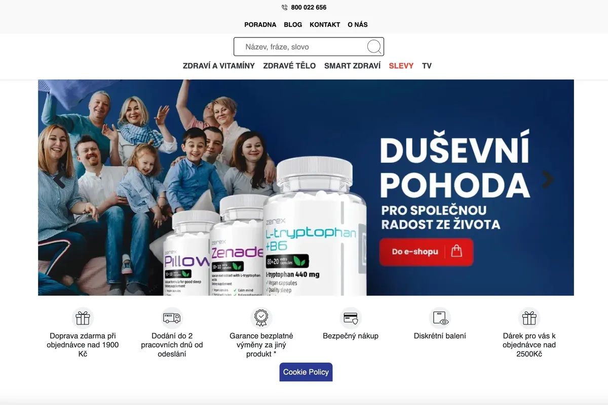 Doplňky stravy značky Zerex pro podporu mužského zdraví a erekce