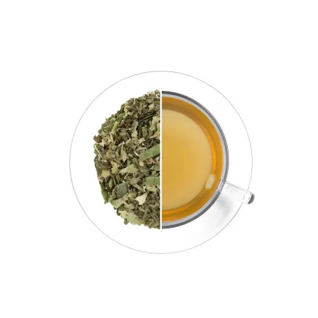 Oxalis detoxikační bylinný čaj, sypaná směs a hotový nálev v šálku