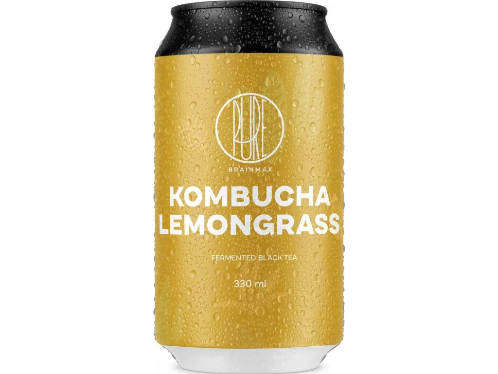 BrainMax Pure Kombucha Lemongrass plechovka 330 ml