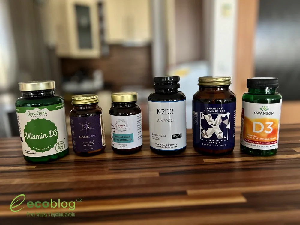 Vitamíny D z testu na Ecoblogu vedle sebe