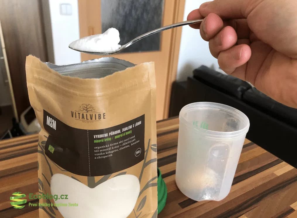 Vitalvibe MSM prášek v mixu s proteinem, macou a vitaminem C